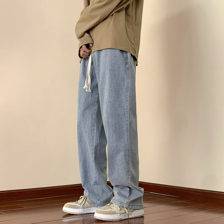 Men's casual denim pants with a comfortable cut and elastic waistband Lisslunes
