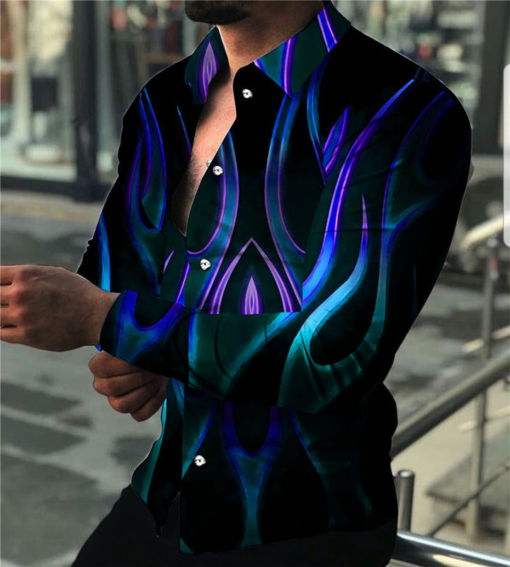 Men's long sleeve shirt with modern neon pattern and tailored fit Lisslune