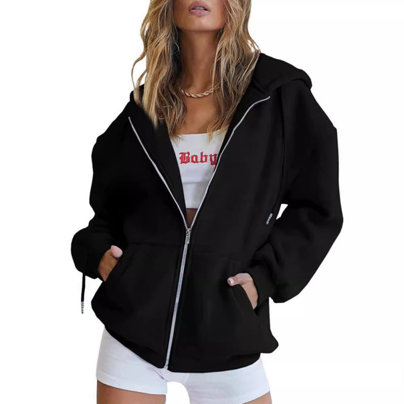 Women Oversize Hoodie Jacket with High Collar Lisslune