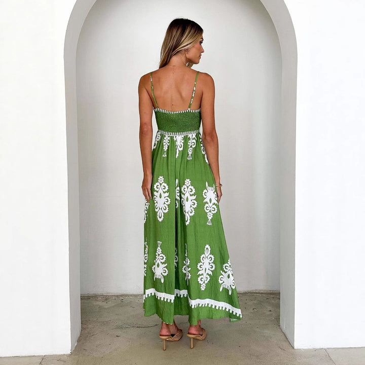 Women's maxi dress with floral pattern and flared skirt Lisslune
