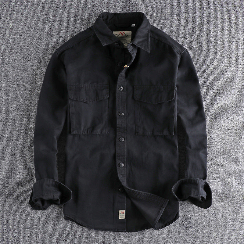 Men's cotton shirt with practical chest pockets and button-down collar Lisslune