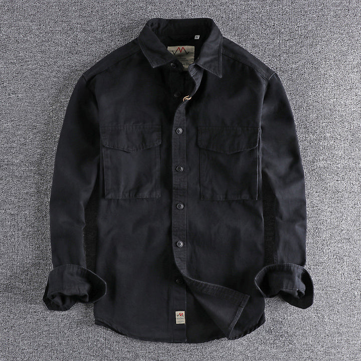 Men's cotton shirt with practical chest pockets and button-down collar Lisslune