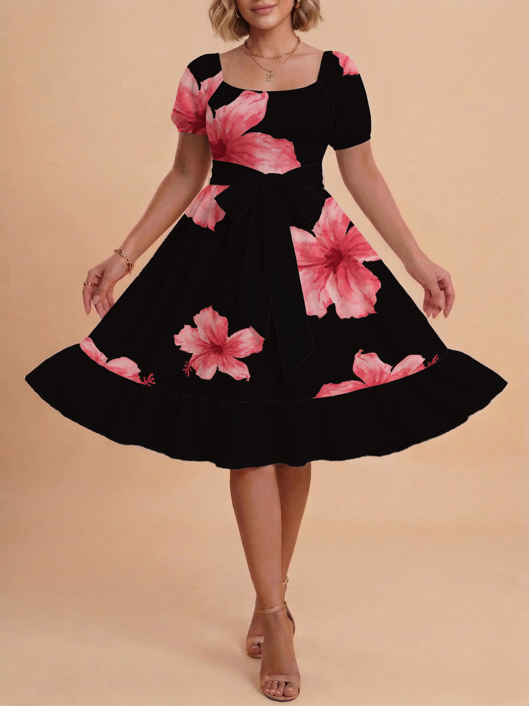 Women's dress with tailored fit and playful floral pattern Lisslune