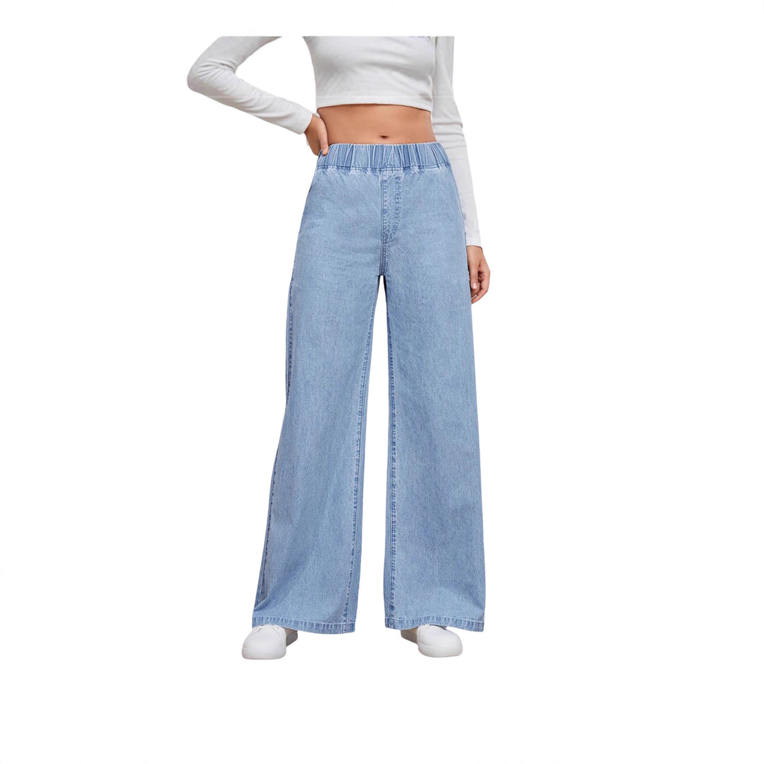 Damen weite High-Waist Jeans mit elastischem Bund und elegantem Schnitt Lisslune