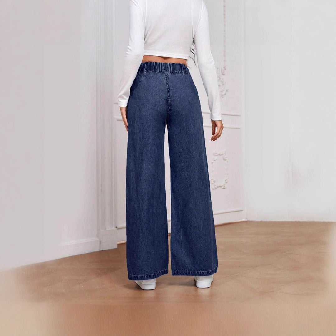 Damen weite High-Waist Jeans mit elastischem Bund und elegantem Schnitt Lisslune