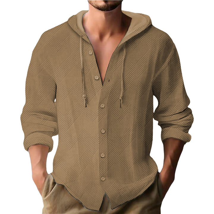 Men's Hooded Blouse with Textured Design Lisslune