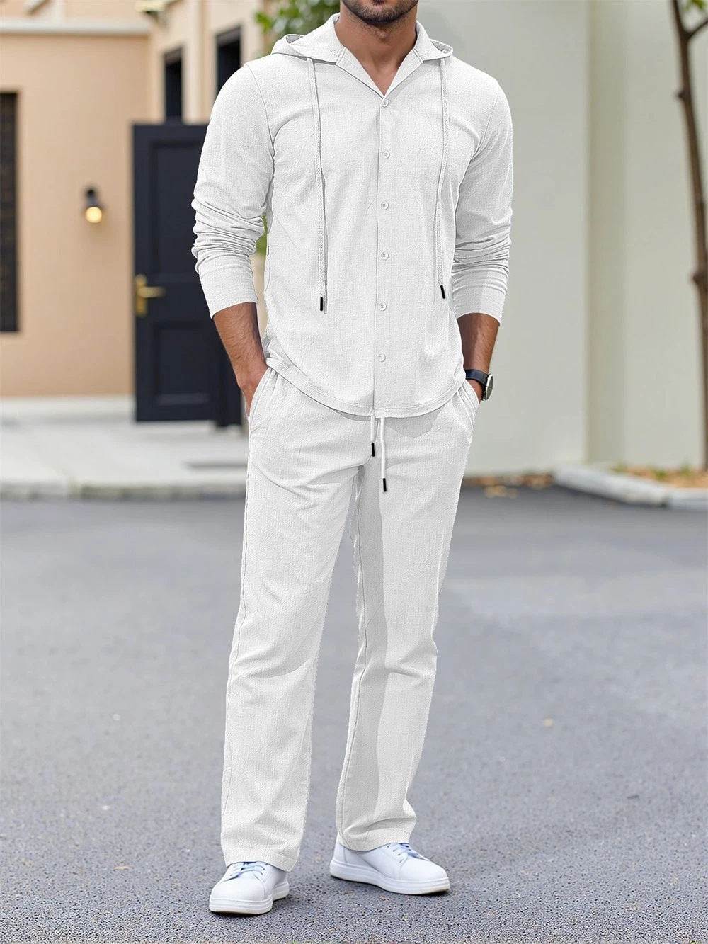 Men's Fashion Leisure Set with Hood and Elastic Waistband Lisslune