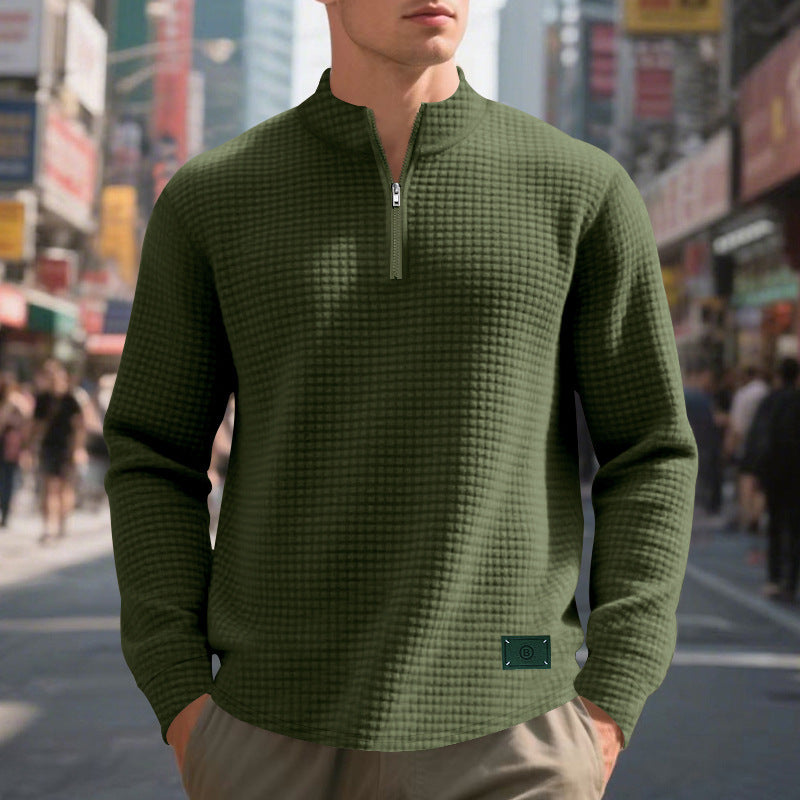 Men's sweater with textured design and high-collar Lisslune