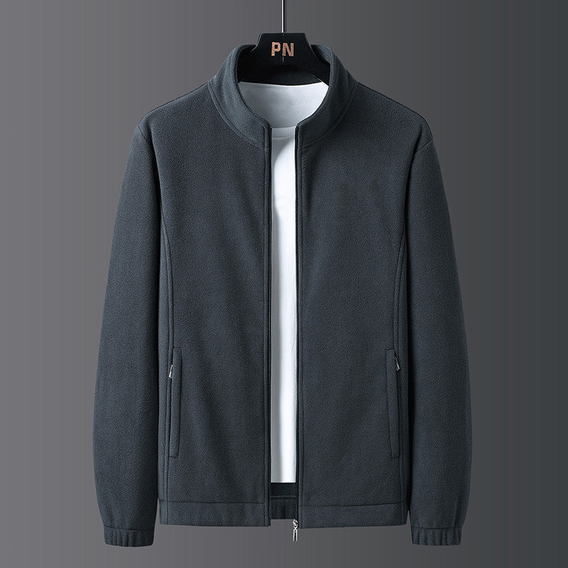 Men's fashionable fleece jacket with practical standing collar and side zip pockets Lisslune