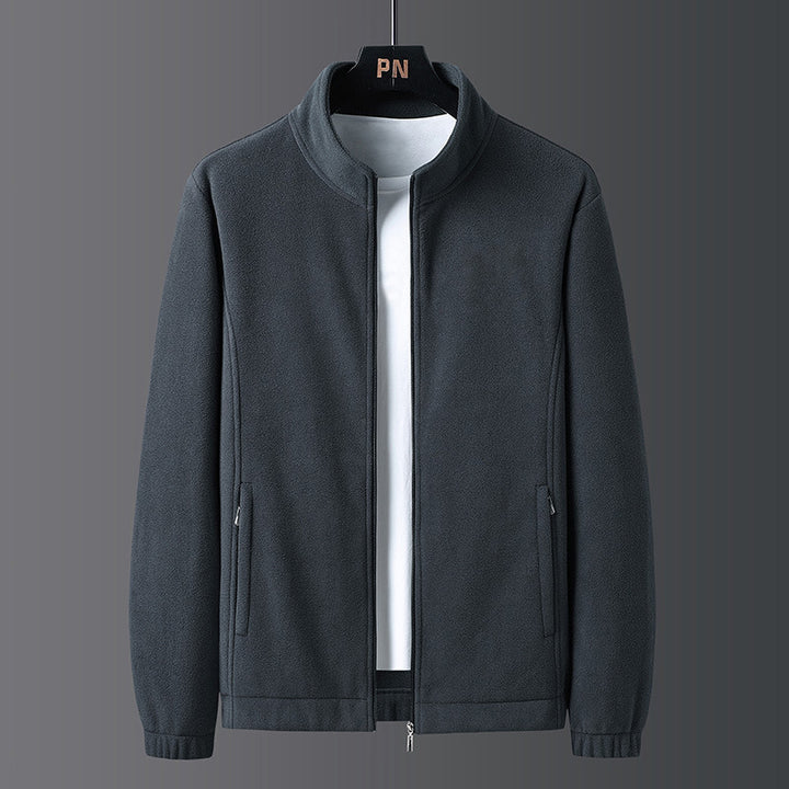 Men's fashionable fleece jacket with practical standing collar and side zip pockets Lisslune