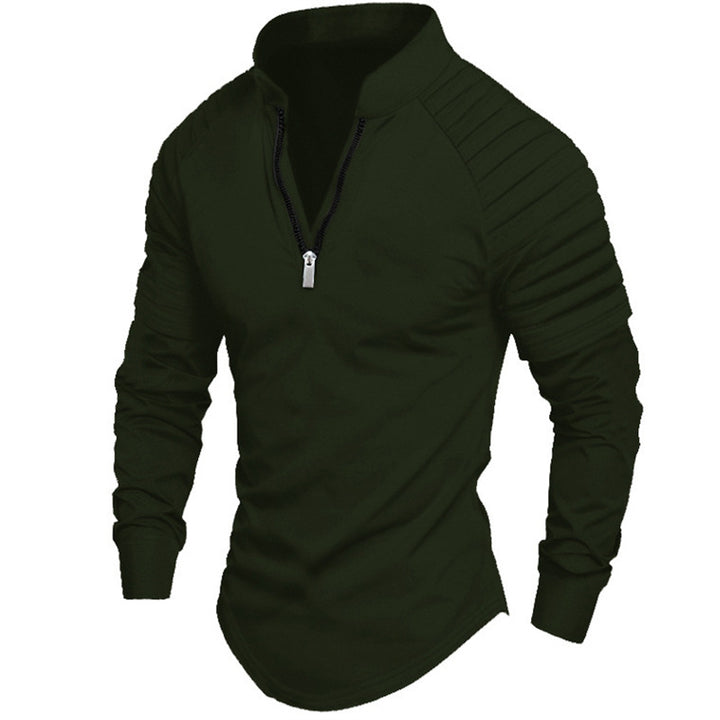 Men's sporty long-sleeve shirt with stand-up collar and zipper Lisslune