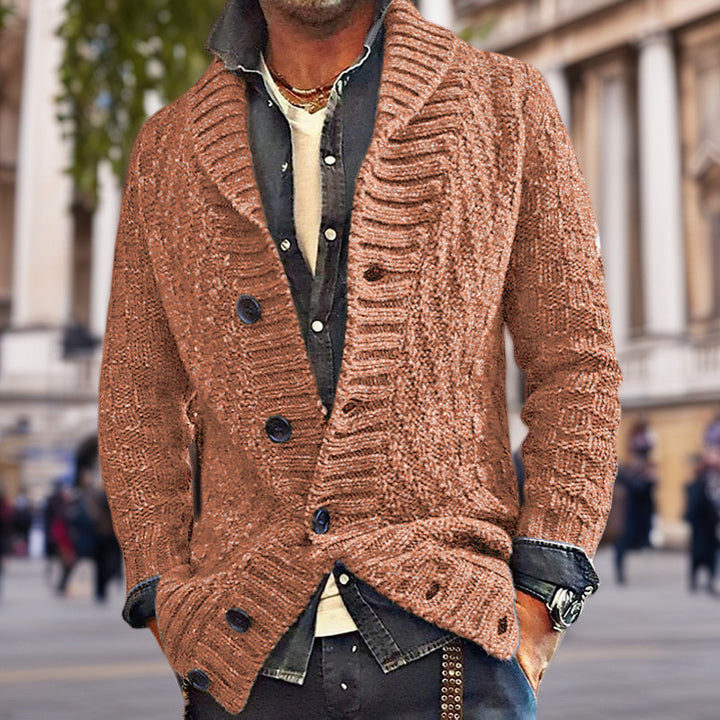 Men's cardigan with modern cable pattern and button details Lisslune