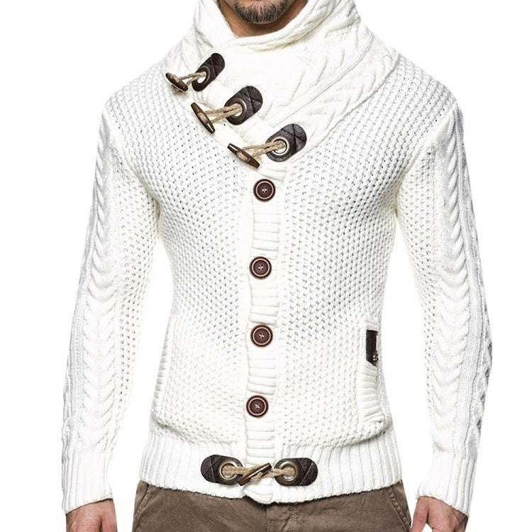 Men's cardigan with asymmetrical collar and unique button design Lisslune