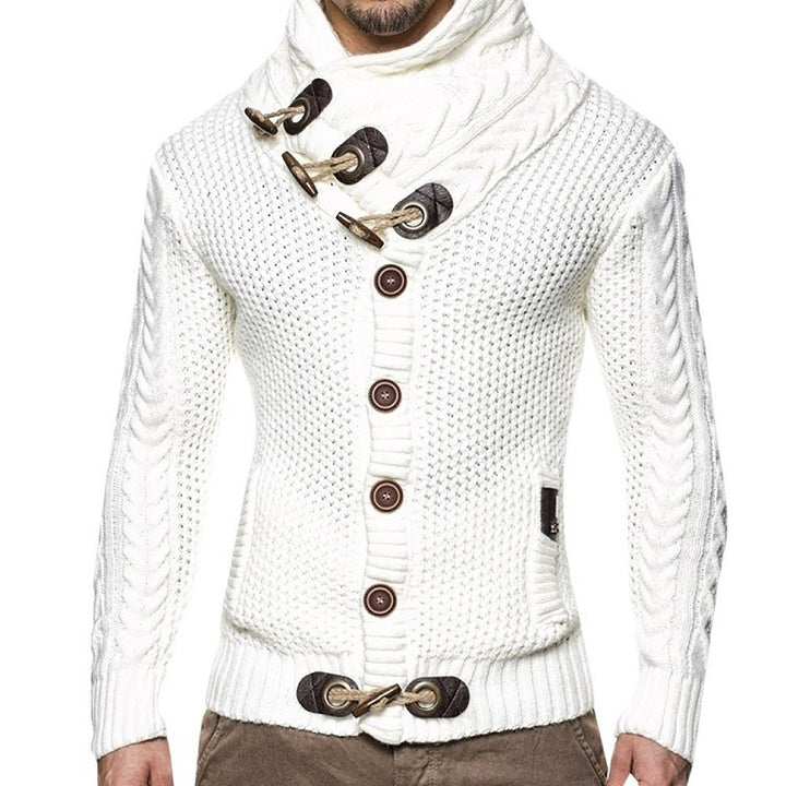 Men's cardigan with asymmetrical collar and unique button design Lisslune