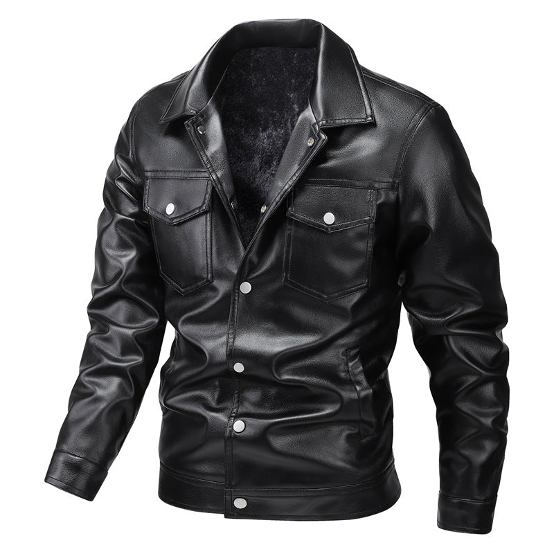 Men's synthetic leather jacket with practical pockets and modern cut Lisslune