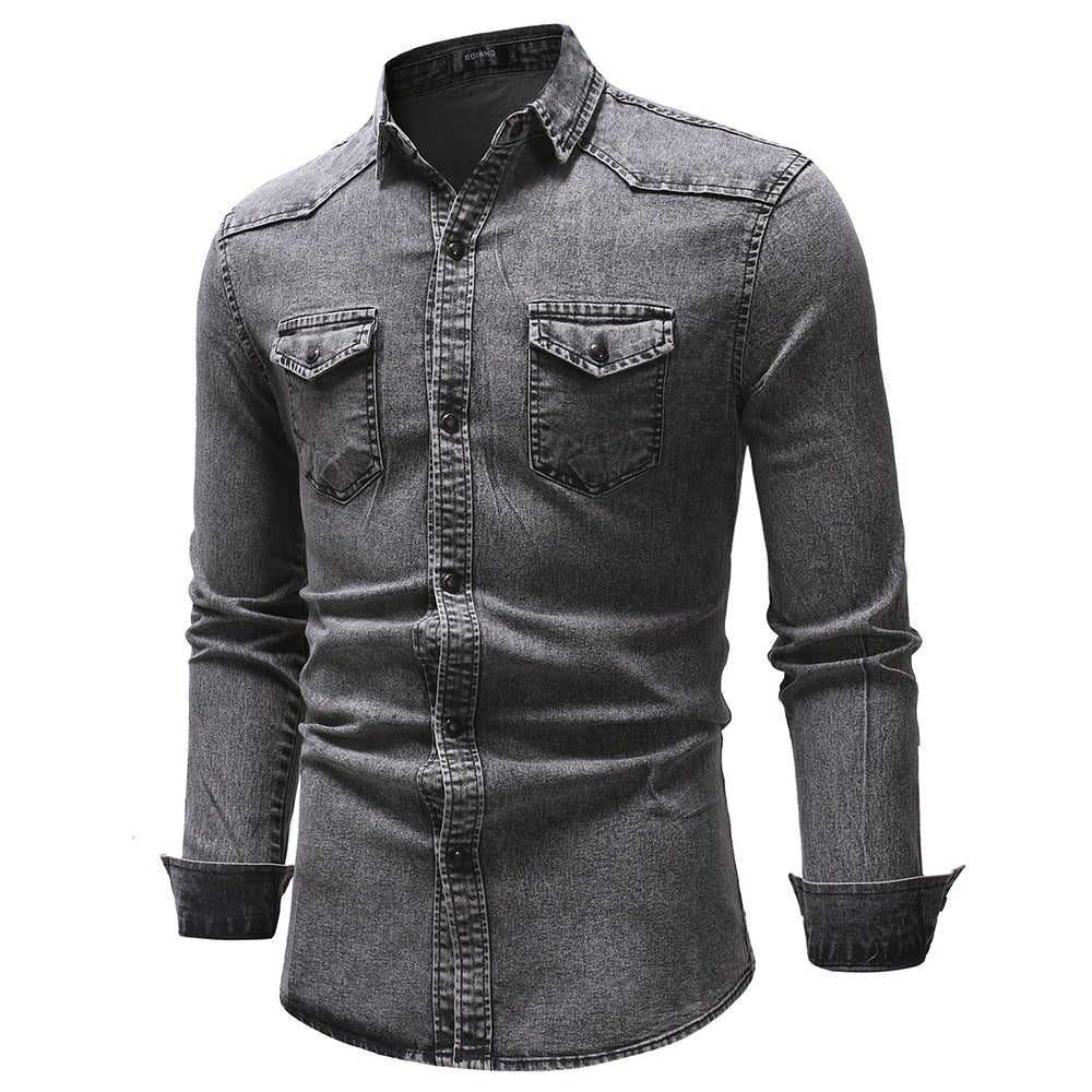 Men's denim shirt with modern details and practical pockets Lisslune
