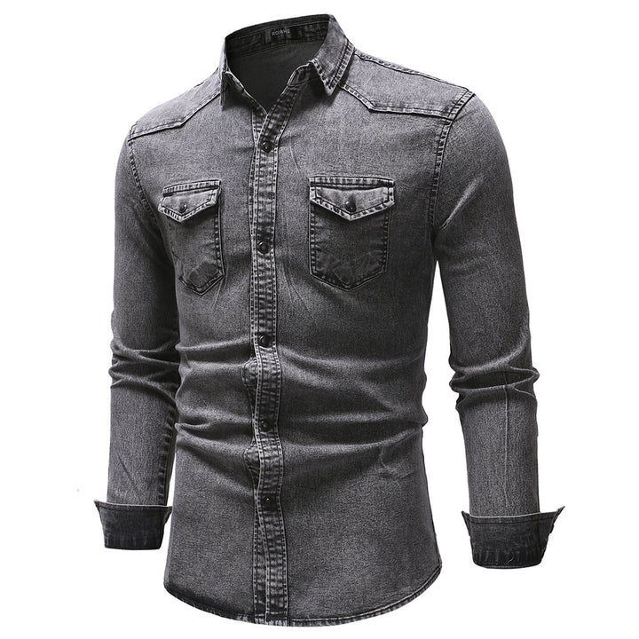 Men's denim shirt with modern details and practical pockets Lisslune