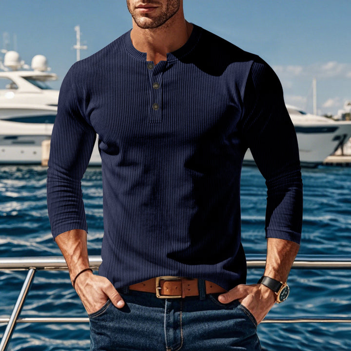 Men's long sleeve shirt with comfortable button placket and textured design Lisslune