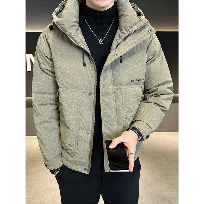 Men's Insulated Quilted Jacket with Hood and Practical Pockets Lisslune