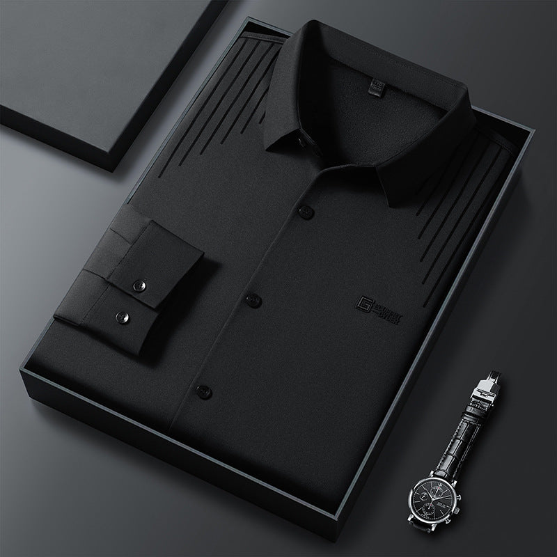 Men's Classic Long Sleeve Shirt with Textured Design Lisslune