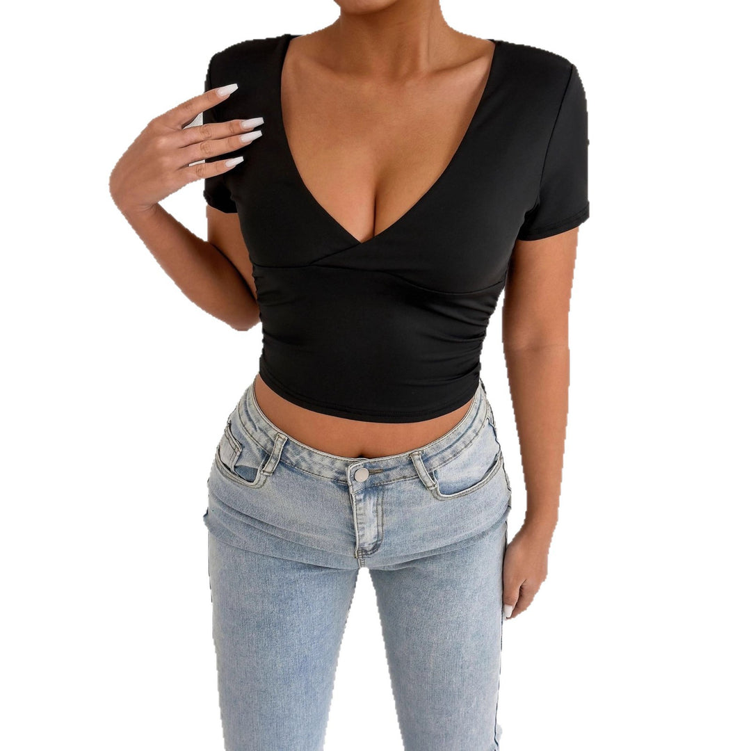 Damen Kurzarm-bodycon Oberteil Lisslune