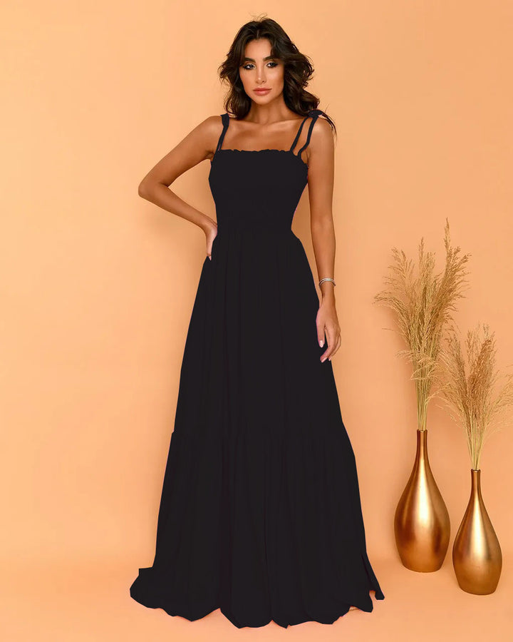 Women's airy maxi dress with spaghetti straps and ruffle details Lisslune