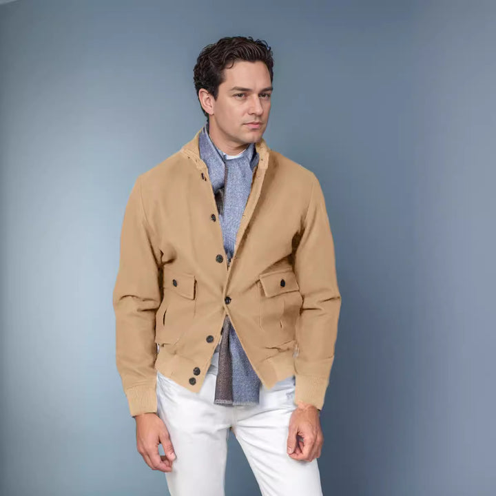 Men's fashionable transitional jacket with practical stand-up collar and functional zippered pockets Lisslune