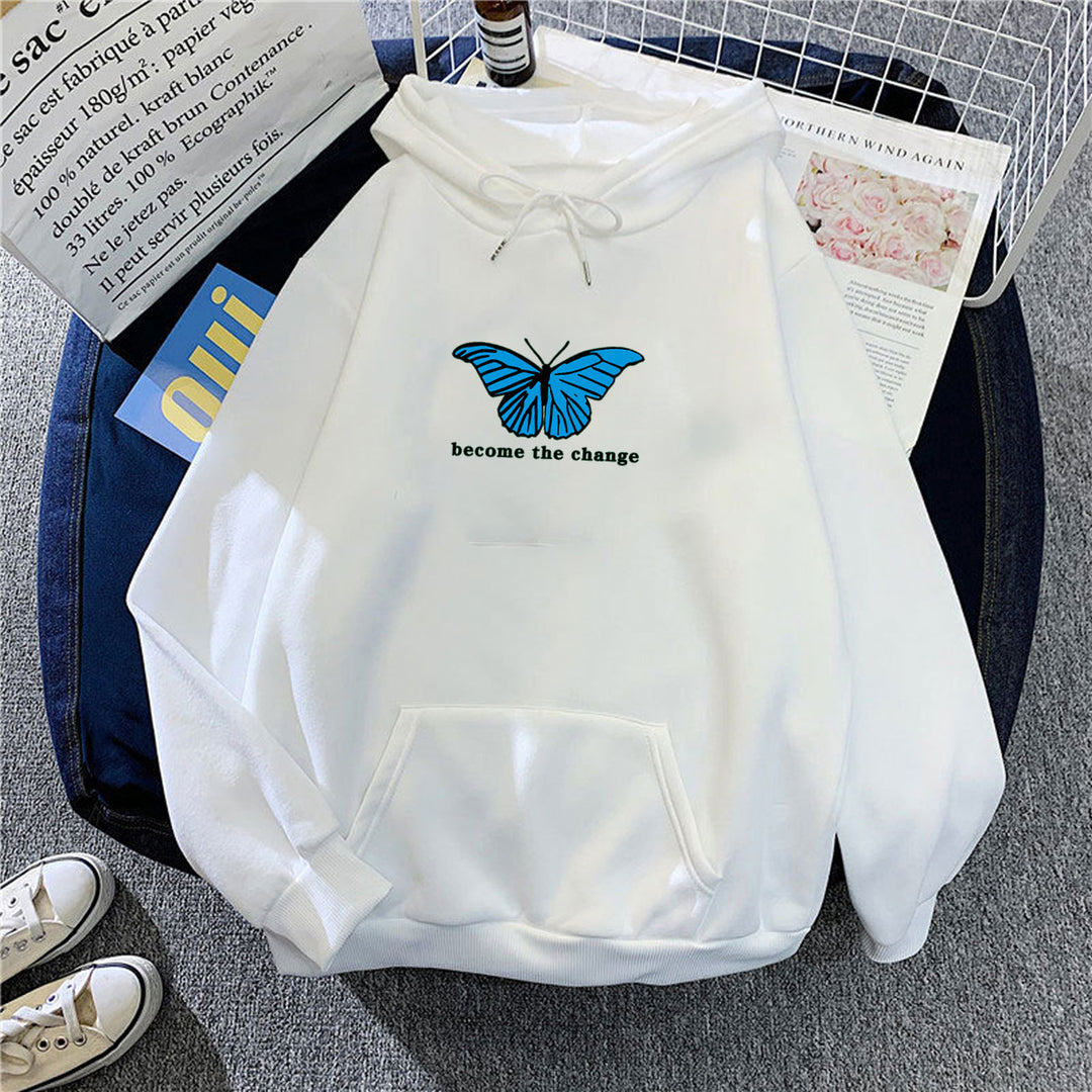 Women's hoodie with modern butterfly motif and inspiring inscription Lisslune