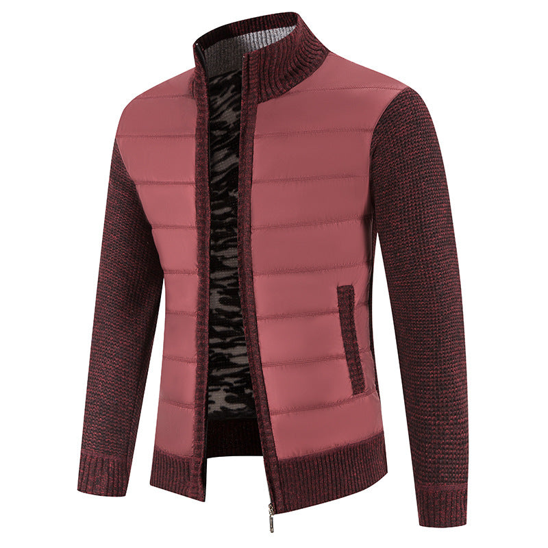 Men's quilted jacket with fashionable knit sleeves Lisslune
