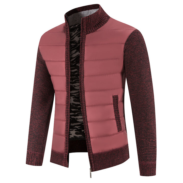 Men's quilted jacket with fashionable knit sleeves Lisslune