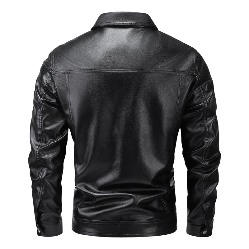Men's synthetic leather jacket with practical pockets and modern cut Lisslune