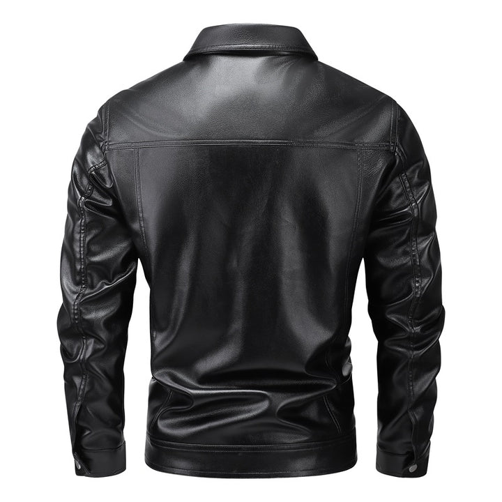 Men's synthetic leather jacket with practical pockets and modern cut Lisslune