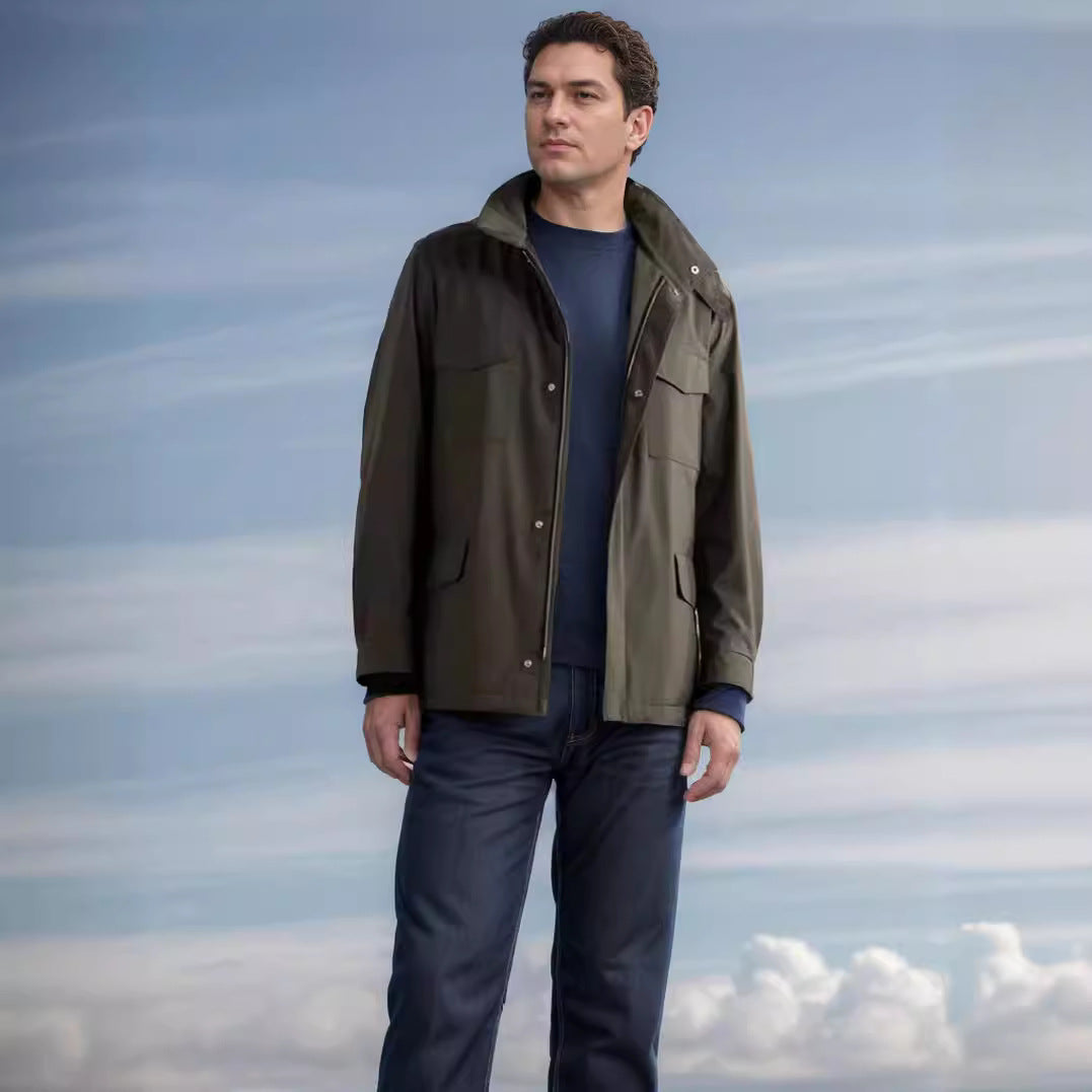 Men's lightweight multifunction jacket with practical pockets and high collar Lisslune