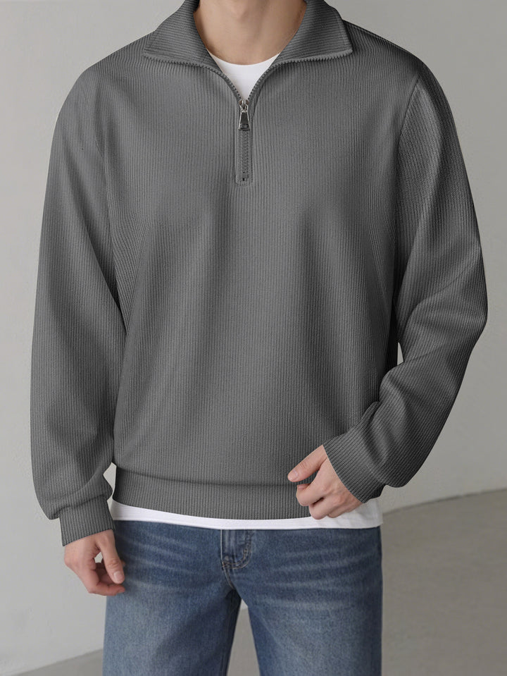 Men's Sports Sweater with Zipper and Textured Design Lisslune