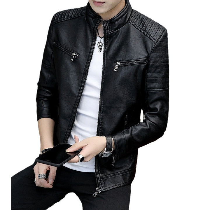 Men's synthetic leather jacket in modern biker style Lisslune