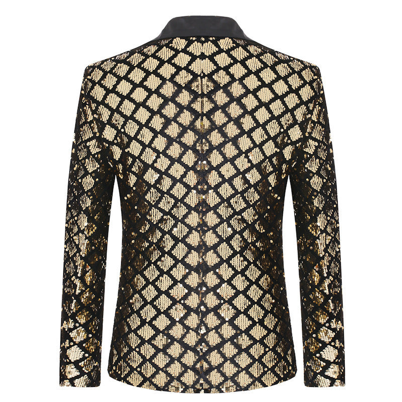 Men's elegant sequin blazer jacket with classic lapel Lisslune