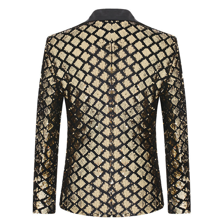 Men's elegant sequin blazer jacket with classic lapel Lisslune