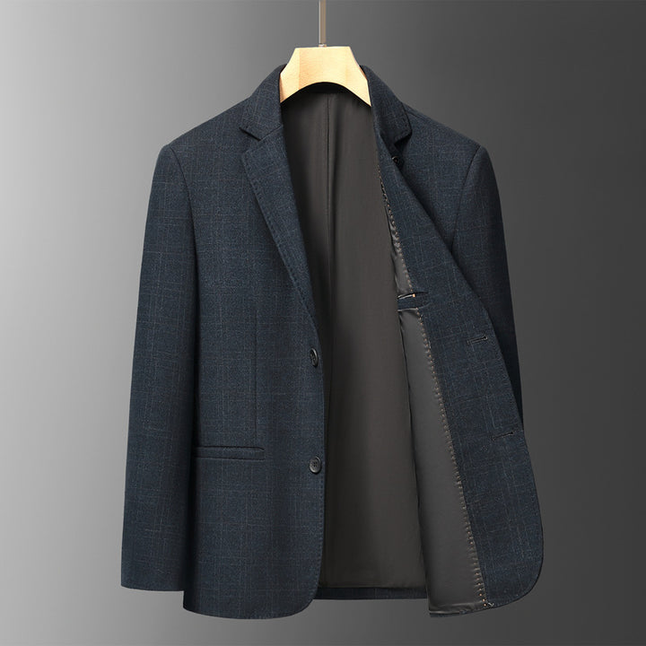 Men's Elegant Blazer with Fine Checked Pattern Lisslune