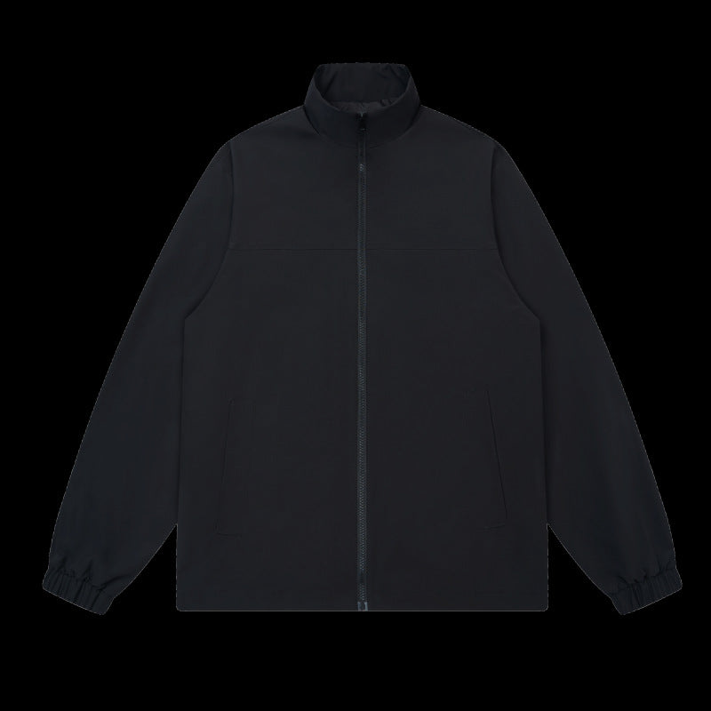 Men's Sporty Transition Jacket with Elastic Hem and High Collar Lisslune