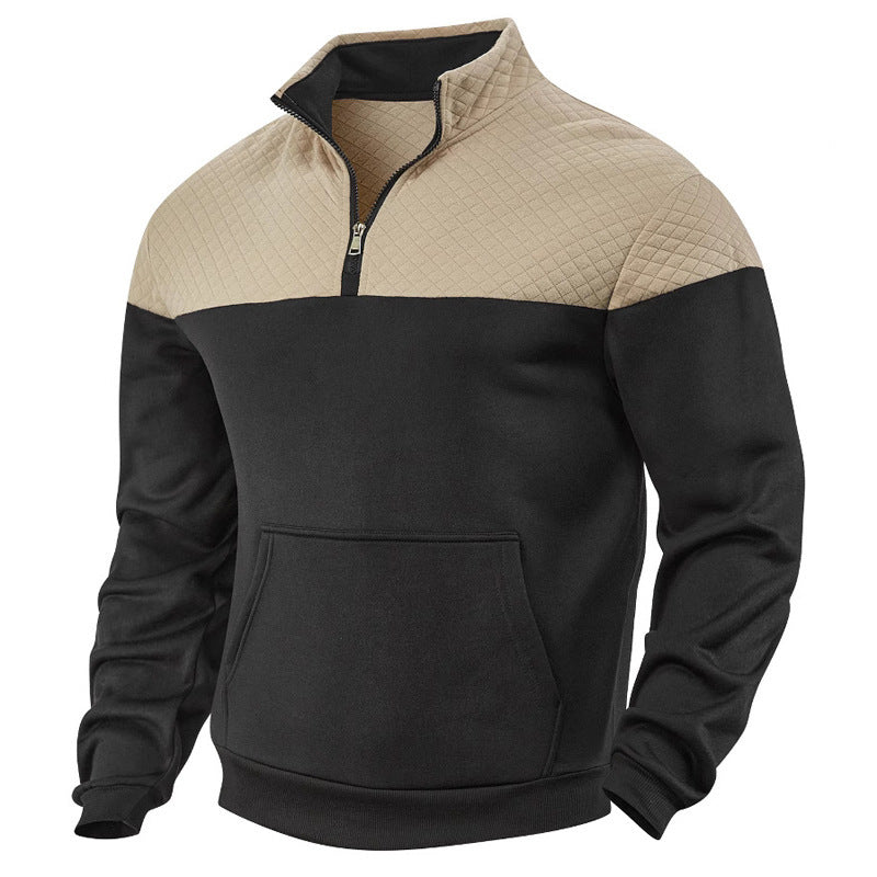 Men's sporty stand-up collar pullover with zipper and textured upper material Lisslune