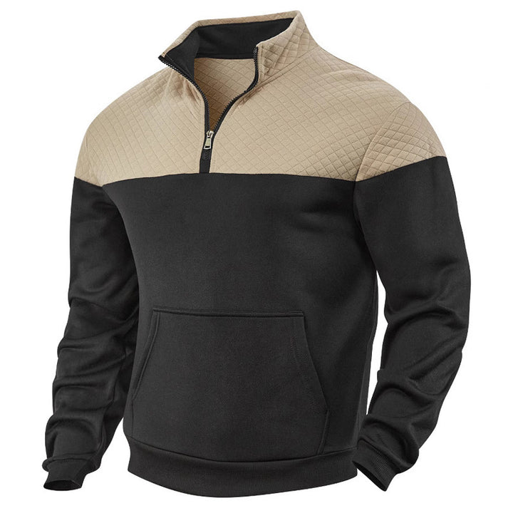 Men's sporty stand-up collar pullover with zipper and textured upper material Lisslune
