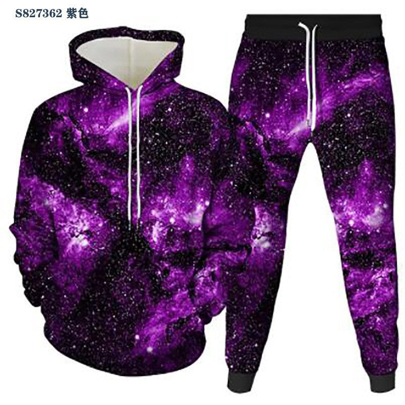 Men's hoodie and jogging pants set with modern graphic print Lisslune