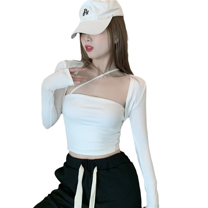 Women's long-sleeve top with asymmetric design