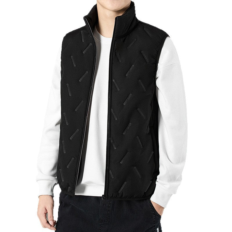 Men's quilted vest with high collar and elastic inserts Lisslune