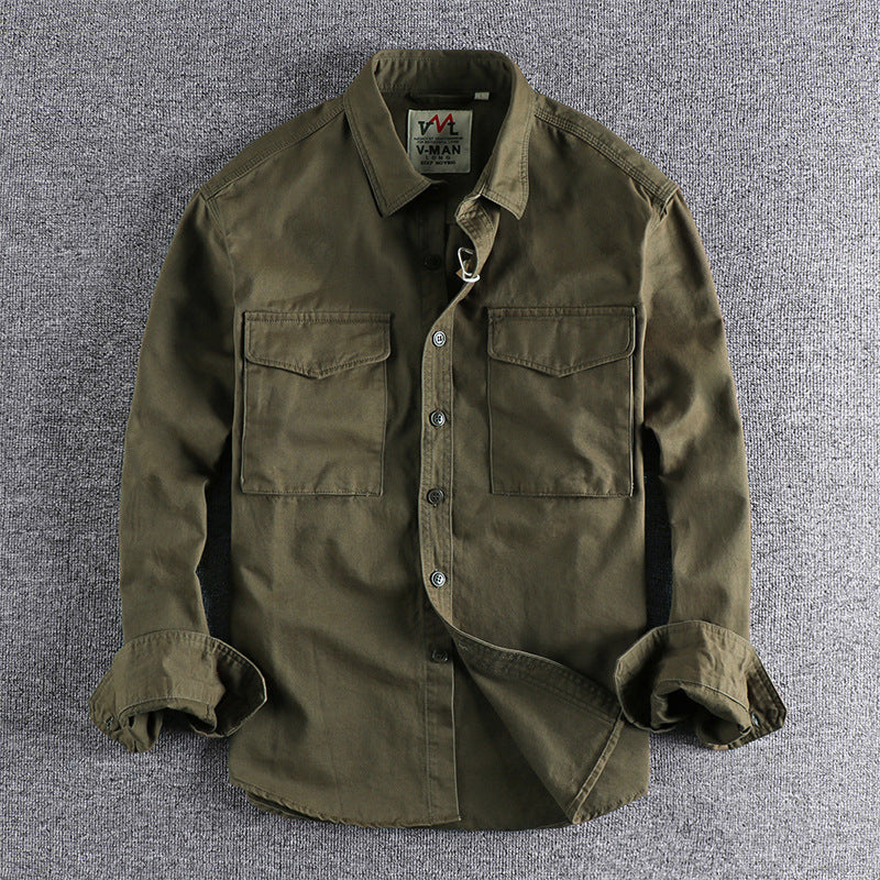Men's cotton shirt with practical chest pockets and button-down collar Lisslune