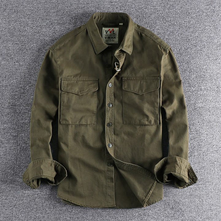 Men's cotton shirt with practical chest pockets and button-down collar Lisslune