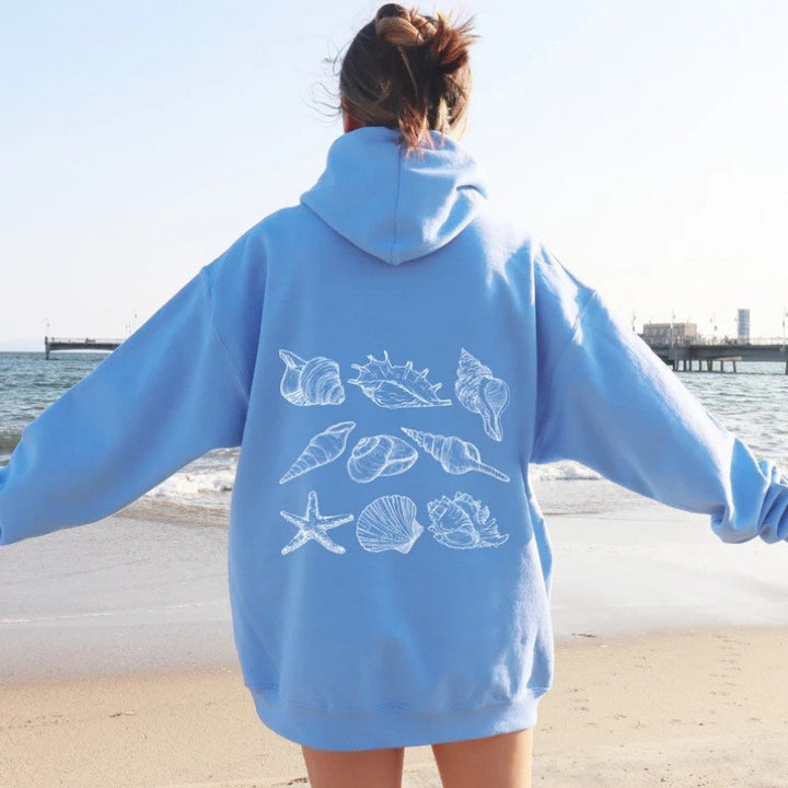Women Oversized Hoodie with Maritime Shell Design Lisslune
