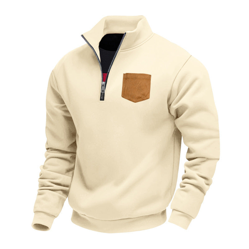 Men's fleece pullover with contrasting zipper and practical chest pocket Lisslune