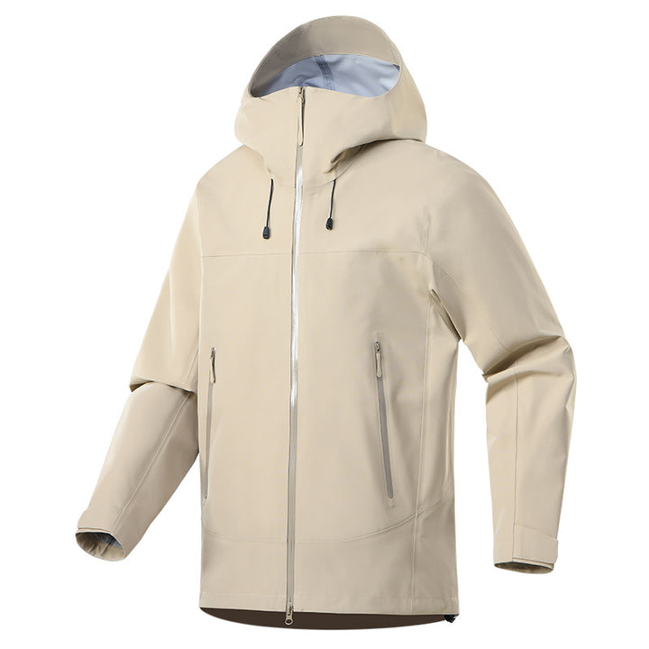 Men's Technical Rain Jacket with Adjustable Hood Collar Lisslune