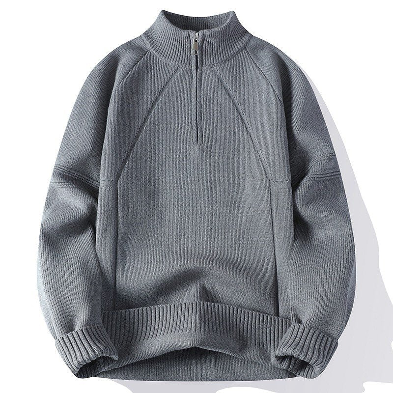 Men's knitted sweater with high collar and zipper Lisslune